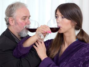 Young Marisa was feeling pretty horny and even though this dude was old she had to suck on his cock!